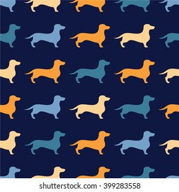 Seamless decorative background with Dachshund. Print. Cloth design, wallpaper.