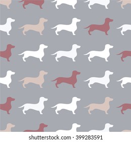 Seamless decorative background with Dachshund. Print. Cloth design, wallpaper.