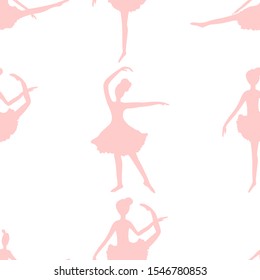 Seamless decorative background. Dancing ballerina silhouettes pattern