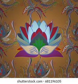 Seamless decorative background, flower mandala. On colorful background. Flower. Vector illustration.