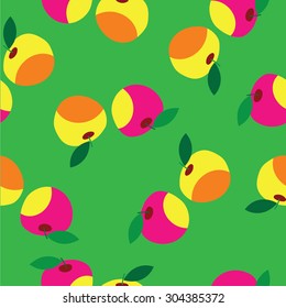 Seamless decorative background with fruits of neon colors in pop art style