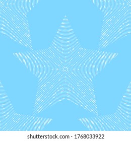 Seamless decorative background with stylized star shapes on blue. Decorative texture for design.