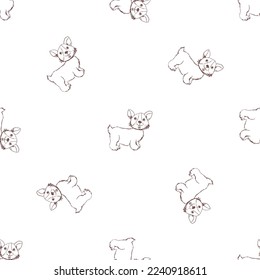 Seamless decorative background for surface design. Vector illustration. Cute dog's texture. Animal pattern. 