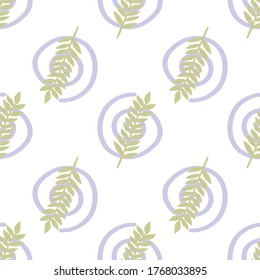 Seamless decorative background. Decorative texture with leaves and spiral shapes for design of wallpaper, web, wrapping paper, textile