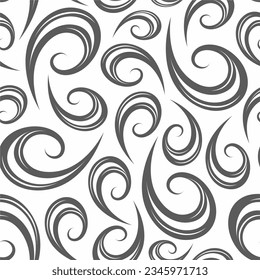 Patrón blanco y negro impecable con remolinos. Ilustración vectorial.