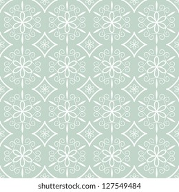 Seamless decorative blue damask pattern