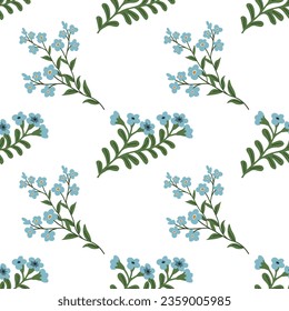 Patrón de flores azules decorativas sin foco