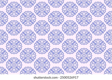 Seamless decorative blue wallpaper pattern.Seamless floral ornament on background.
