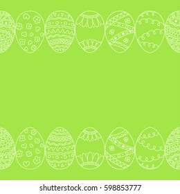 Seamless decorative border of hand drawn easter egg. Line art design