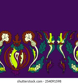 Seamless decorative border on a purple background.
