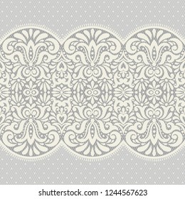 Seamless decorative border. Vintage lace. Can be used on packaging paper, fabric, background for different images, etc.