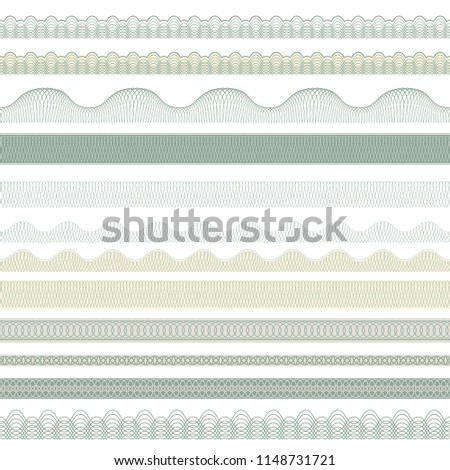 Seamless decorative borders for guilloches. Pattern brushes included in file.