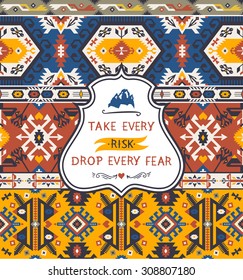 Seamless decorative bright pattern in aztec style