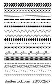 seamless, decorative brushes. set of geometric shapes: line, dot, circle. decorative elements isolated on a white background. for print, banners, cards, business ideas. vector art  illustration.