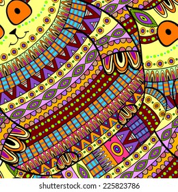 Seamless decorative cat pattern ornamental background