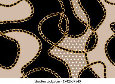 Seamless decorative chains with dotted pattern on a black background. EPS10 Illustration.