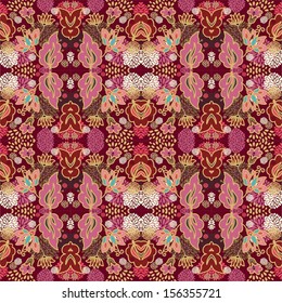 Seamless decorative chaotic floral pattern