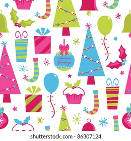 seamless decorative christmas pattern with clipping path