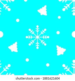 Patrón de Navidad decorativo y sin inconvenientes con copos de nieve, árbol de Navidad y globos. Antecedentes navideños para imprimir sobre textiles, papel de envoltura. Ilustración vectorial en un fondo aislado.