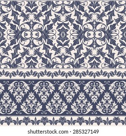 Seamless decorative damask floral pattern. Royal wallpaper. Floral background best for invitations or announcements. Elegant luxury texture for wallpapers, borders, backgrounds and page fill.