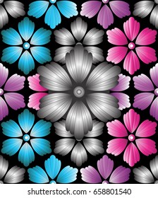 Seamless decorative dark floral background