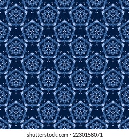 Seamless decorative deep blue ornate texture. Vector background for textile, wrapping paper, wallpaper, scrapbook. Colorful pattern for surface design.