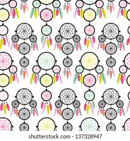 seamless decorative dream catcher illustration background pattern in vector