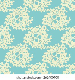 Seamless Decorative easter pattern with nests. Vector background