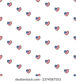 Seamless decorative elegant pattern with American hearts. Print for textile, wallpaper, covers, surface. For fashion fabric. Retro stylization. US patriotic pattern