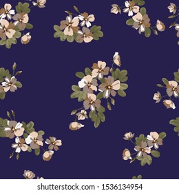 Seamless decorative elegant pattern with cute flower. Vintage antique watercolor style print for textile, wallpaper, covers, surface. For fashion fabric.