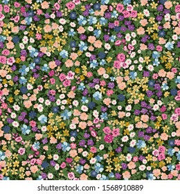 Seamless decorative elegant pattern with cute flower. Vintage antique watercolor style print for textile, wallpaper, covers, surface. For fashion fabric