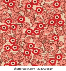 Motif harmonieux et élégant avec de jolies fleurs rouges. Imprimer pour le textile, le papier peint, les couvertures, la surface. Style rétro. Pour le tissu de mode.
