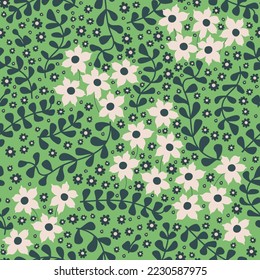 Seamless decorative elegant pattern with flowers and branch. Print for textile, wallpaper, covers, surface. Retro stylization. For fashion fabric.