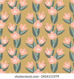 Seamless decorative elegant pattern with flowers. Print for textile, wallpaper, covers, surface. Retro stylization. For fashion fabric.
