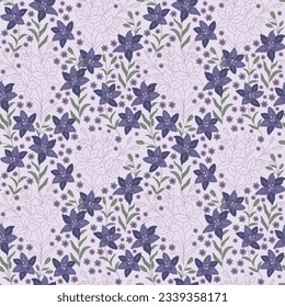 Seamless decorative elegant pattern with lilies. Print for textile, wallpaper, covers, surface. Retro stylization. For fashion fabric.