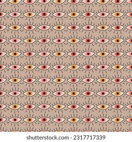 Seamless decorative elegant pattern with magic eyes. Print for textile, wallpaper, covers, surface. Retro stylization. For fashion fabric.