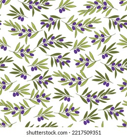 Seamless decorative elegant pattern with olives branches. Print for textile, wallpaper, covers, surface. Retro stylization. For fashion fabric.