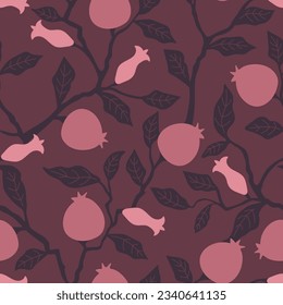 Seamless decorative elegant pattern with pomegranate treess. Print for textile, wallpaper, covers, surface. For fashion fabric. Retro stylization.