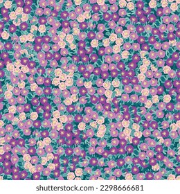 Seamless decorative elegant pattern with purple flowers. Print for textile, wallpaper, covers, surface. Retro stylization. For fashion fabric.