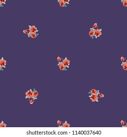 Seamless decorative elegant pattern with small-scale cute flower of viola. For textile, wallpaper, covers, surface