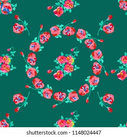 Seamless decorative elegant pattern with small-scale cute flower of viola. Vintage antique watercolor style print for textile, wallpaper, covers, surface