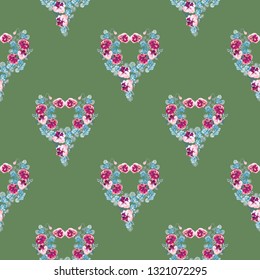 Seamless decorative elegant pattern with small-scale cute spring flowers. Bohemian style millefleurs. Shabby chic. For textile, wallpaper, covers, surface