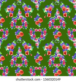 Seamless decorative elegant pattern with small-scale cute flower of viola. Vintage antique watercolor style print for textile, wallpaper, covers, surface
