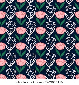 Seamless decorative elegant pattern with tulips. Print for textile, wallpaper, covers, surface. Retro stylization. For fashion fabric.