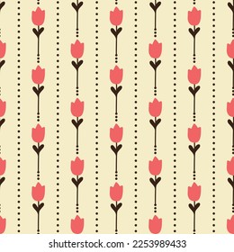 Seamless decorative elegant pattern with tulips. Print for textile, wallpaper, covers, surface. Retro stylization. For fashion fabric.