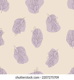 Seamless decorative elegant pattern with twigs. Print for textile, wallpaper, covers, surface. For fashion fabric. Retro stylization.