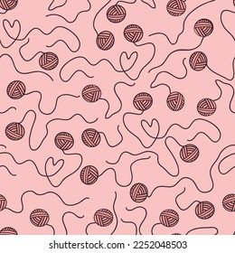 Seamless decorative elegant pattern with unwound skeins of thread. Print for textile, wallpaper, covers, surface. Retro stylization. For fashion fabric.