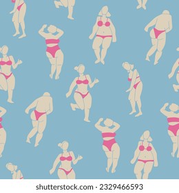 Patrón elegante y decorativo impecable con mujeres vestidas con traje de baño. Imprimir para textil, papel pintado, cubiertas, superficie. Estilización retro. Para tela de moda.
