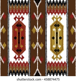 Seamless decorative ethnic pattern. Oriental turkish or balkan motifs. Background with asian tribal ornament. Decorative rug. Vector illustration.