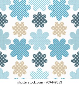 Seamless decorative floral background. Polka dot texture. Textile rapport.